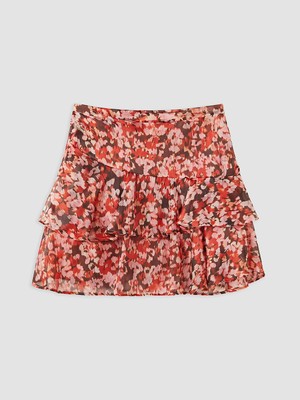 Lc Waikiki Yeni Sezon Slim Fit Çiçekli Katkat Mini Şortlu Etek