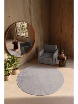 Cotto Home Softy Gri Yıkanabilir Kaymaz Taban Yuvarlak Halı Yumuşak Dokulu Mutfak Koridor Salon Halısı