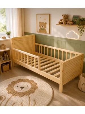 Woodensa Dogal Ahsap Çocuk ve Yetiskin Yatagi Karyola Ayakli 100X200X21 cm KRY005
