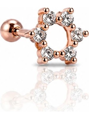 Nur Silver Asimetrik Model Çelik Tragus Küpe NUR-KE03399