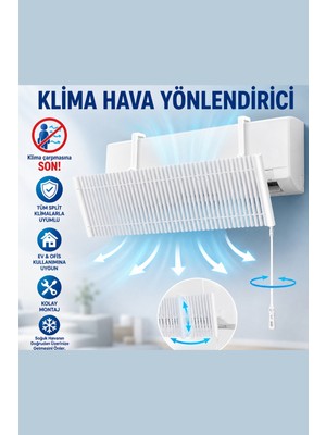 Saravita Alfagift Klima Hava Yönlendirici Aparat Split Klima Uyumlu Ayarlanabilir Hava Deflektörü 90 cm