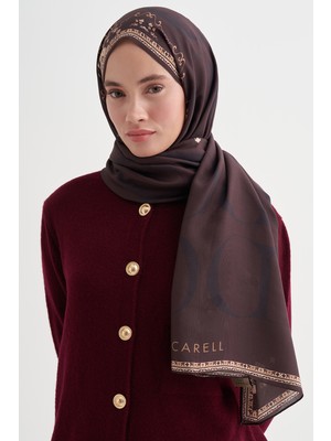 Carell Luxe Monogram Floş Şal Acı Kahve