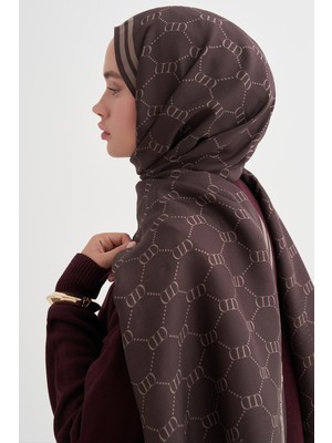 Carell Grace Monogram Floş Şal Acı Kahve