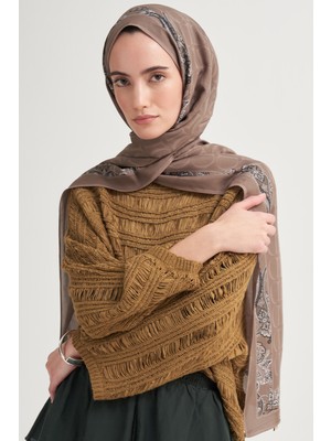 Carell Sway Monogram Floş Şal Sütlü Kahve