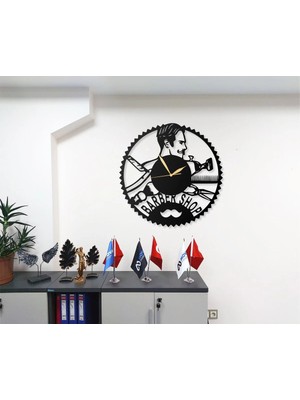Mova Dizayn Kuaförler Berberler Saç Stilistlerine Özel Tasarımlı Modern Dekoratif Metal Duvar Saati