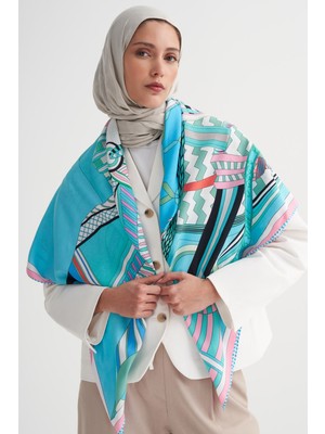 Carell Geoart Premium Omuz Şalı Turkuaz