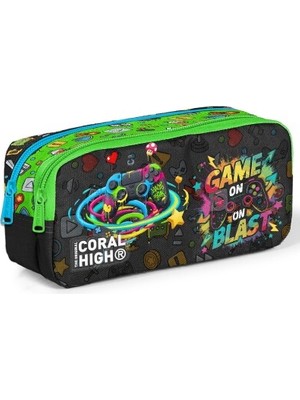Coral High Kids Siyah Gamer Desenli 3’lü Okul Çanta Seti SET0133258