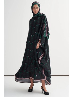 Carell Elara Floş Kaftan Siyah