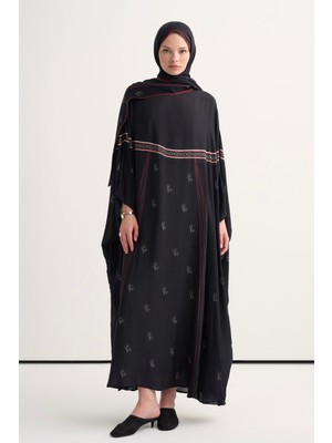 Carell Signa Floş Kaftan Siyah