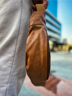 EstoreBox CNT010 - Cilt Deri Erkek Çapraz Çanta Taba