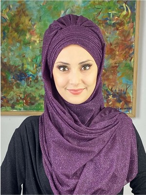 Saray Model Mor Simli Yan Drapeli Şal