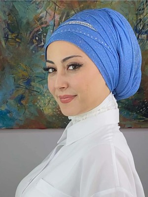 Şerit Detaylı Bone Şal