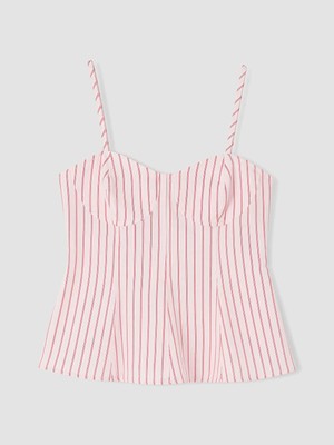 Lc Waikiki Yeni Sezon Kalp Yaka Çizgili Ip Askılı Peplum Bluz
