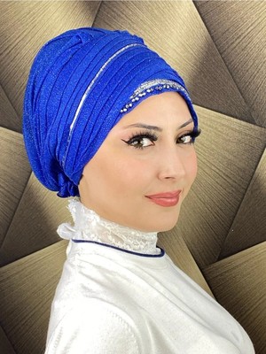 Kalın Şerit Boncuk Işlemeli Abiye Şal
