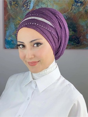 Şerit Detaylı Bone Şal