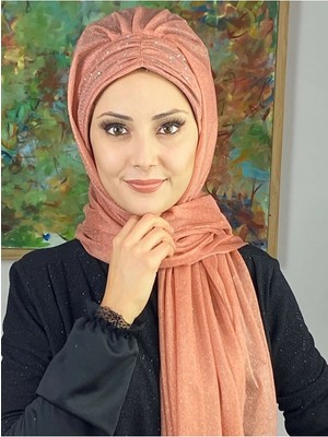 Sultan Model Somon Simli Şifon Büzgülü Şal
