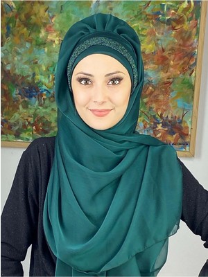 Topkapı Model Yakut Yeşili Büzgülü Şal