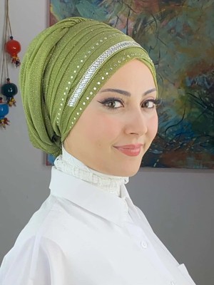 Şerit Detaylı Bone Şal