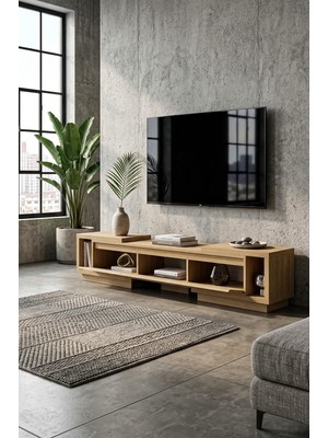 PlatinReyon Vista Ayarlanabilir Tv Ünitesi 160-270 cm - Uzayabilen Tv Sehpası Meşe