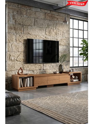 PlatinReyon Vista Ayarlanabilir Tv Ünitesi 160-270 cm - Uzayabilen Tv Sehpası Ceviz