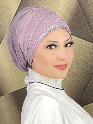 Kalın Şerit Boncuk Işlemeli Abiye Şal
