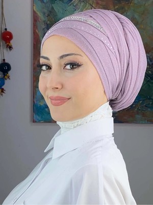 Şerit Detaylı Bone Şal