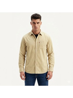Levi's Erkek Bej Klasik Yaka Kadife Gömlek