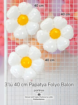 Partince 3 Adet 40 cm Papatya Folyo Balon