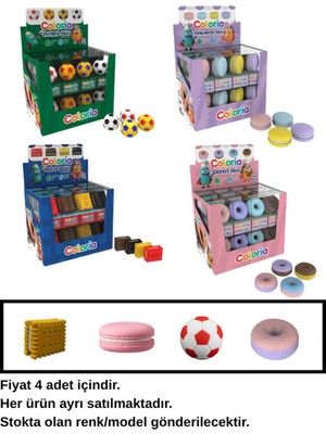 Silka Coloria 4'lü Silgi Seti Donut + Futbol + Makaron + Biscuit