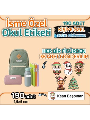 Kapbirhediye Okul Etiketi Isme Özel Kalem Defter Etiketi Yılbaşı Temalı 190 Adet