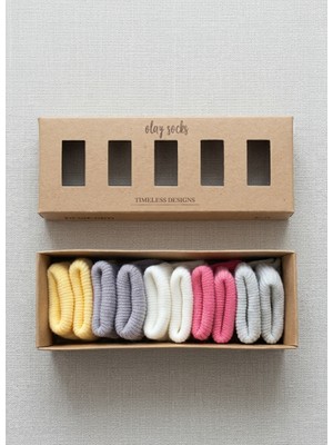 Bambik Olay Socks Yenidoğan Pamuklu 5'li Kız Bebek Çorap Seti