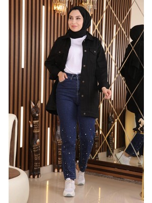 Missvalle Taş Detaylı Kot Pantolon Koyu Kot 6063