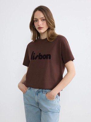 Lc Waikiki Yeni Sezon Lisbon Baskılı %100 Pamuklu Kadın Tişört