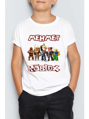 Empressco Isme Özel Roblox Baskılı Unisex Çocuk Tişört, Renkli ve Rahat Tasarım
