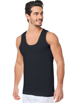 Seher 6'lı Siyah Askılı Penye Atlet %100 Pamuklu Erkekler İçin Nefes Alabilir 3XL Beden