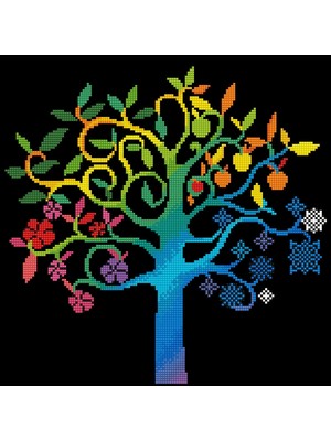 Liva Craft Elmas Mozaik Tablo Renkli Ağaç – 40.9 x 40.9cm