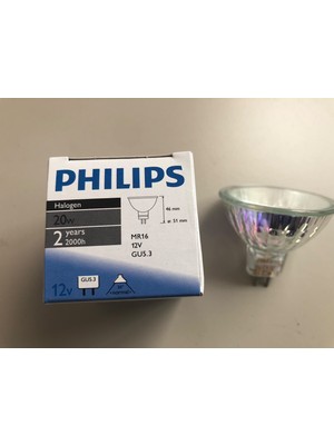Philips 5 Adet Phılıps 12V 20W Mr 16 Gu 5.3 Çanak Halojen  ÇAP:50MM