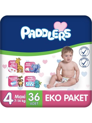 Paddlers Bebek Bezi 4 Numara Maxi (7-14 ) 36 Adet – Eko