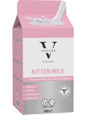 Vetcure Kitten Yavru Anne Için Tamamlayıcı Süt Tozu Takviyesi 200 gr
