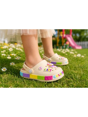RS Riva Shoes Kids Rainbow Unicorn Çocuk Cross Terlik