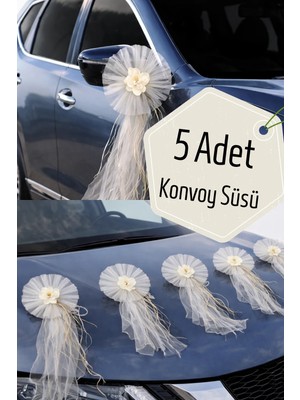 Dantelux 5 Adet Vintage Konvoy Süsü (Doğal Rafya Ot ve Kristal Tül Detaylı)