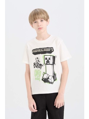 Empressco Minecraft Temalı Erkek Çocuk Kısa Kollu Bisiklet Yaka Tişört