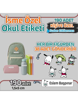 Kapbirhediye Okul Etiketi Isme Özel Kalem Defter Etiketi Sevimli Köpek Temalı 190 Adet