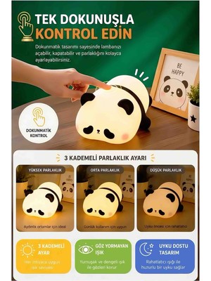 Wolawood Silikon Yatan Kung-Fu Panda Işıklı Gece Lambası – Yumoş Dokulu Tatlı Şirin LED Uyku Arkadaşı Çocuk Odası Başucu Dekoru & Hediyelik