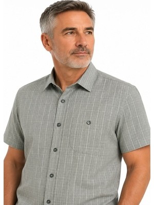 Erkek %100 Pamuk Kısa Kollu Regular Fit Tek Cepli Gömlek Yazlık Rahat Günlük