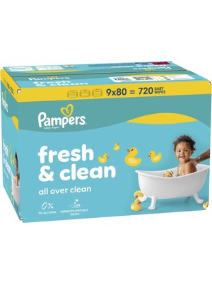Prima Pampers Islak Havlu Mendil Fresh & Clean 80 Yaprak (9 Lu Set) 720 Yaprak