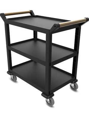 Empressco 3 Katlı Açık Model Servis Arabası, Siyah, 52X96X107 cm