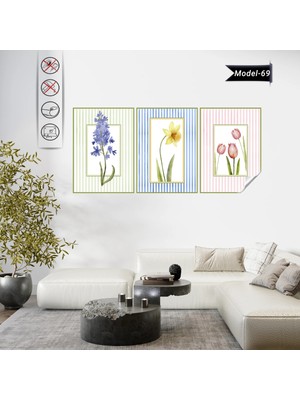 Akıllı Kağıt Statik Tutunma Özellikli Tablo - Poster Çiçek (Model- 69)