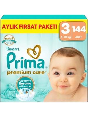 Prima Bebek Bezi 3 Numara 144 Adet Aylık Fırsat Paketi