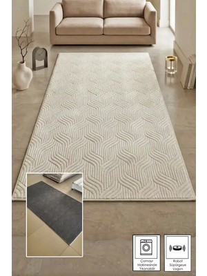 Polaris Halı Kaymaz Taban, Kabartmalı, Salon, Mutfak, Koridor,yatak Odası, Kesme Yolluk Halı Embos 553 Krem